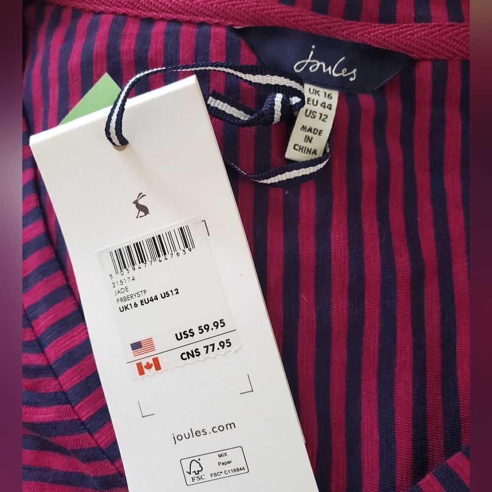 Joules | Three-Quarter Sleeve Blouson Dress sz 12 - Picture 13 of 15